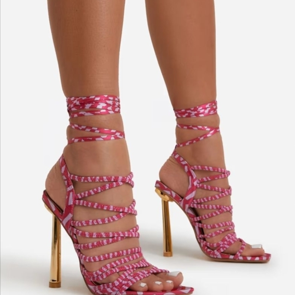 EGO Pink and Gold Strappy Heels
